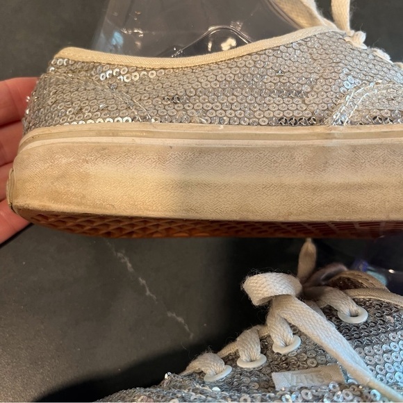 Vans sz 9 silver sequin sneakers lace-up sparkly - Picture 11 of 16